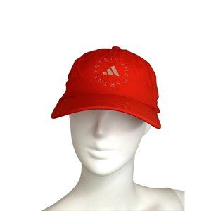 Adidas x Stella McCartney Red Baseball Cap Logo Drawstring Zip Pocket sweatband